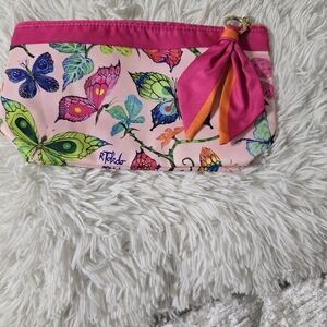 NWOT Estee Lauder Pink and Multicolor Butterfly Pouch